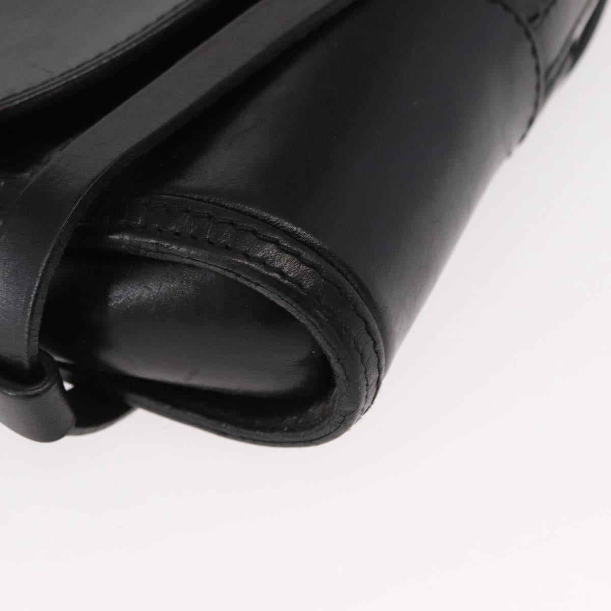 BURBERRY Shoulder Bag Leather Black Gold Auth ka370