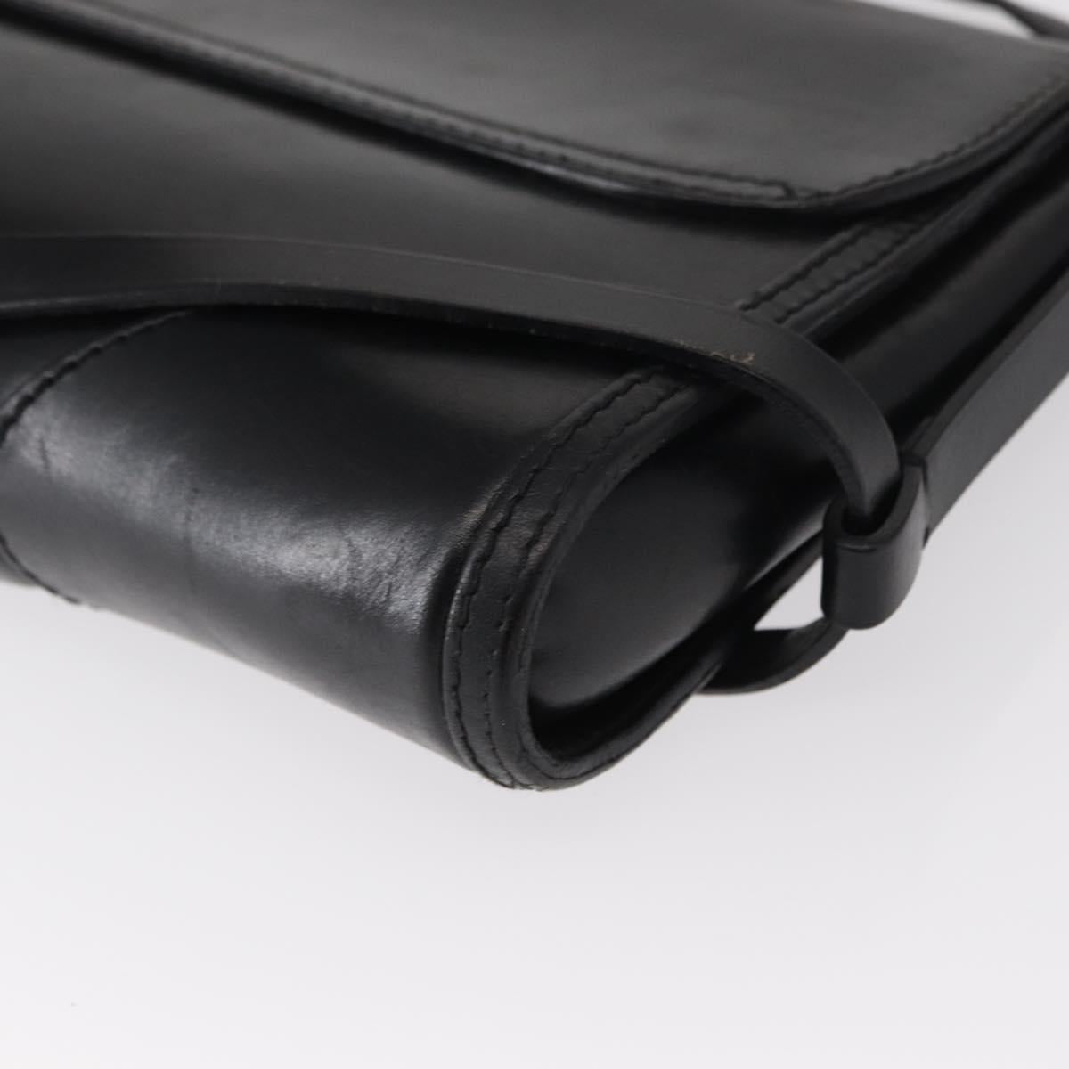 BURBERRY Shoulder Bag Leather Black Gold Auth ka370