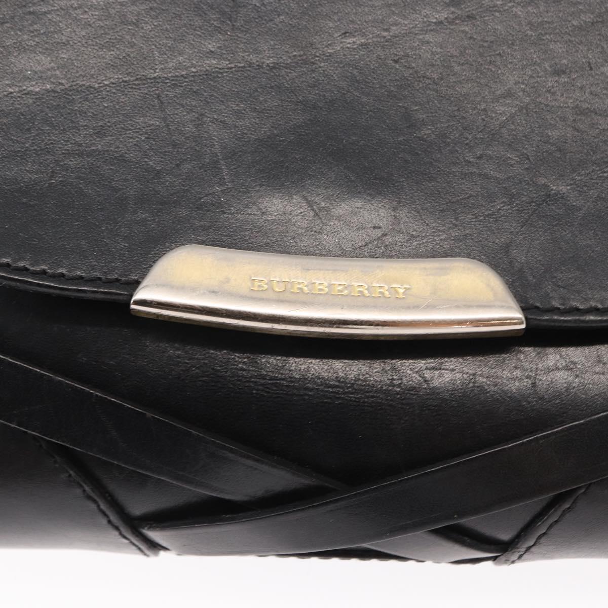 BURBERRY Shoulder Bag Leather Black Gold Auth ka370