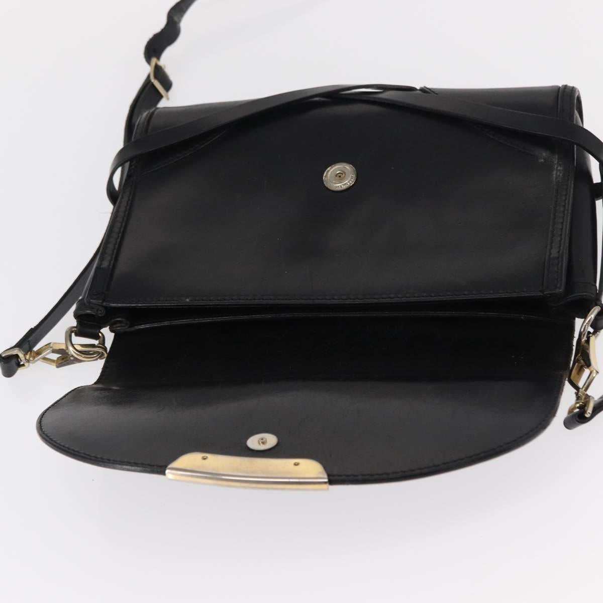 BURBERRY Shoulder Bag Leather Black Gold Auth ka370