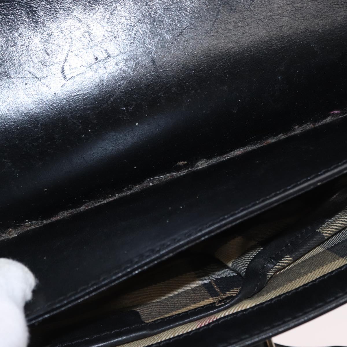 BURBERRY Shoulder Bag Leather Black Gold Auth ka370