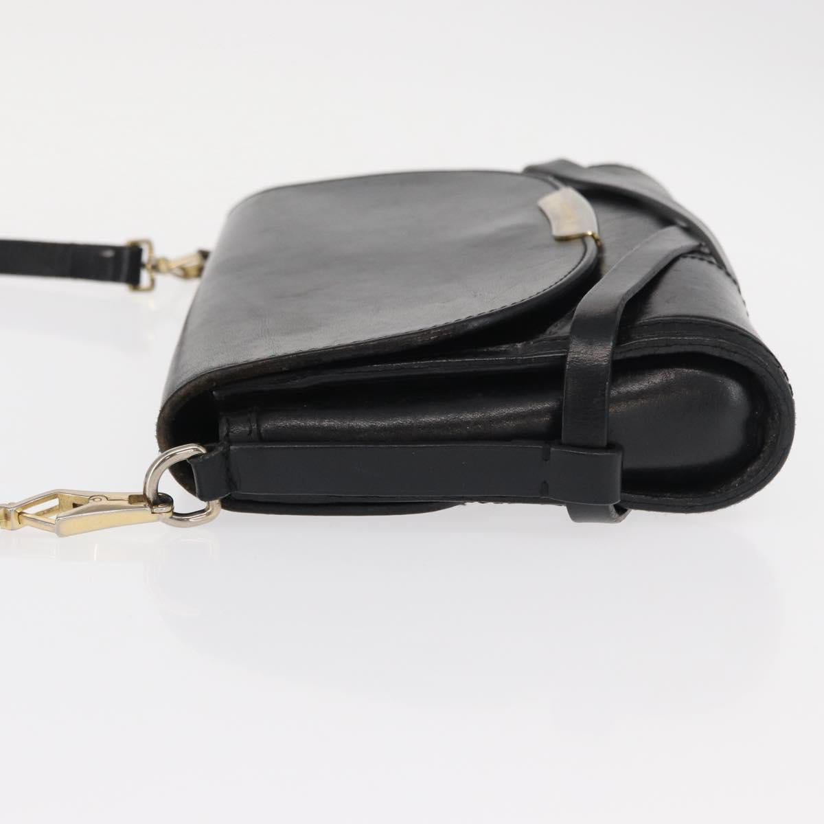 BURBERRY Shoulder Bag Leather Black Gold Auth ka370