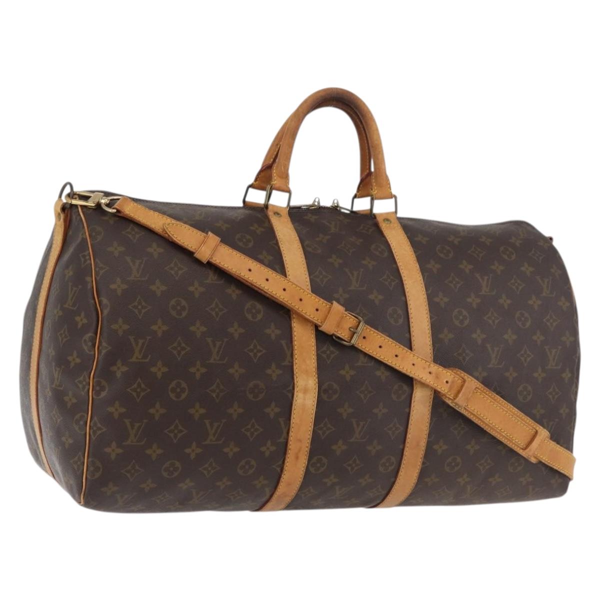 LOUIS VUITTON Monogram Keepall Bandouliere 55 Boston Bag M41414 LV Auth ka3701