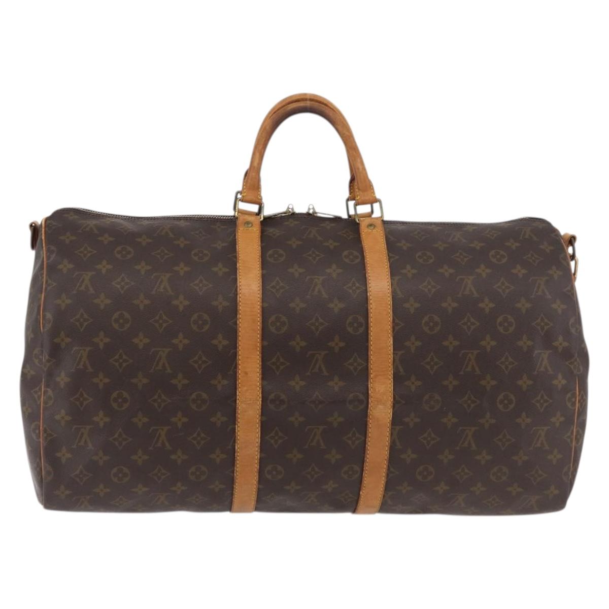 LOUIS VUITTON Monogram Keepall Bandouliere 55 Boston Bag M41414 LV Auth ka3701