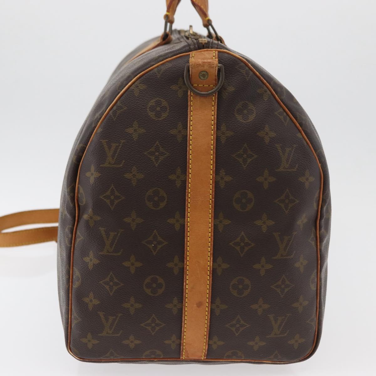 LOUIS VUITTON Monogram Keepall Bandouliere 55 Boston Bag M41414 LV Auth ka3701
