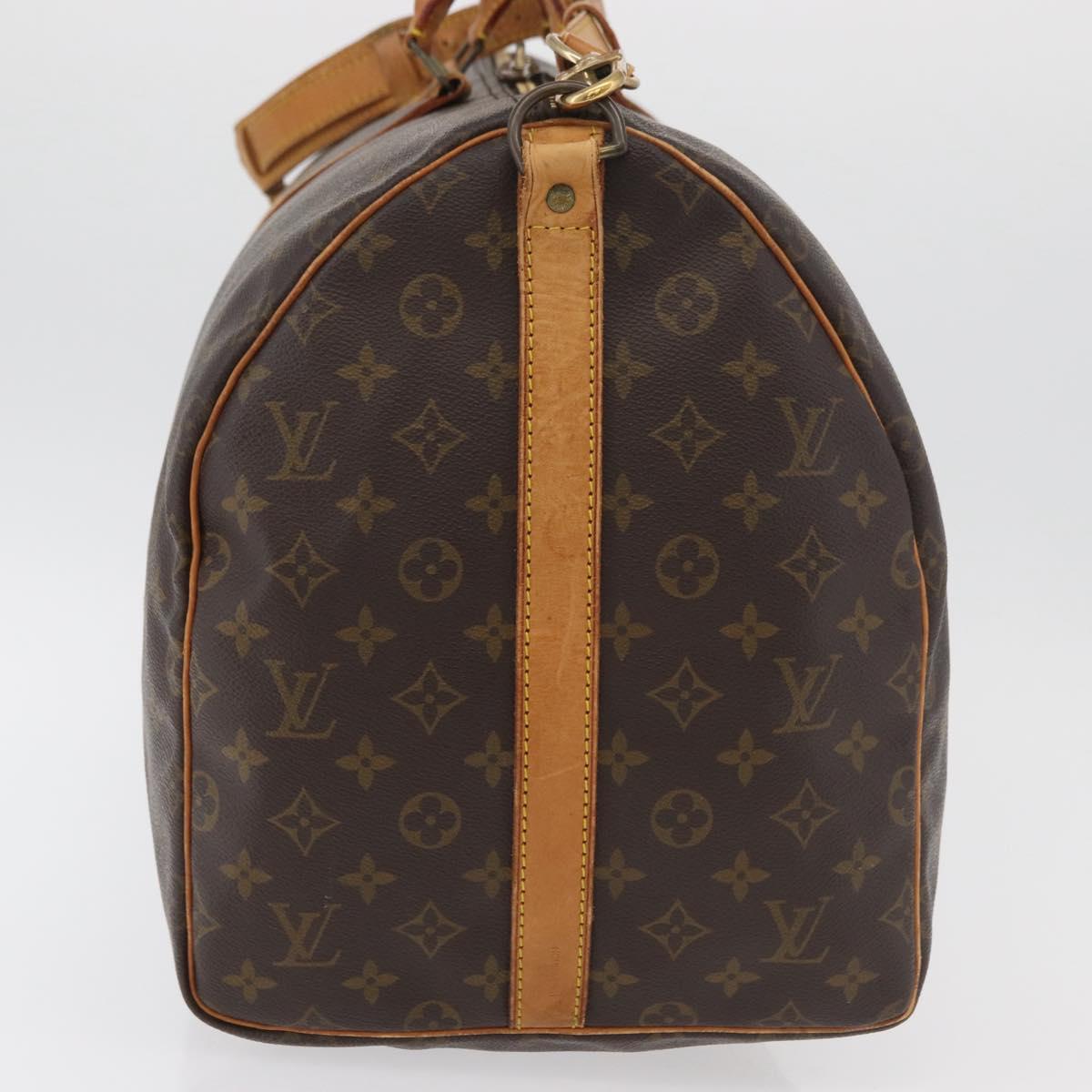 LOUIS VUITTON Monogram Keepall Bandouliere 55 Boston Bag M41414 LV Auth ka3701