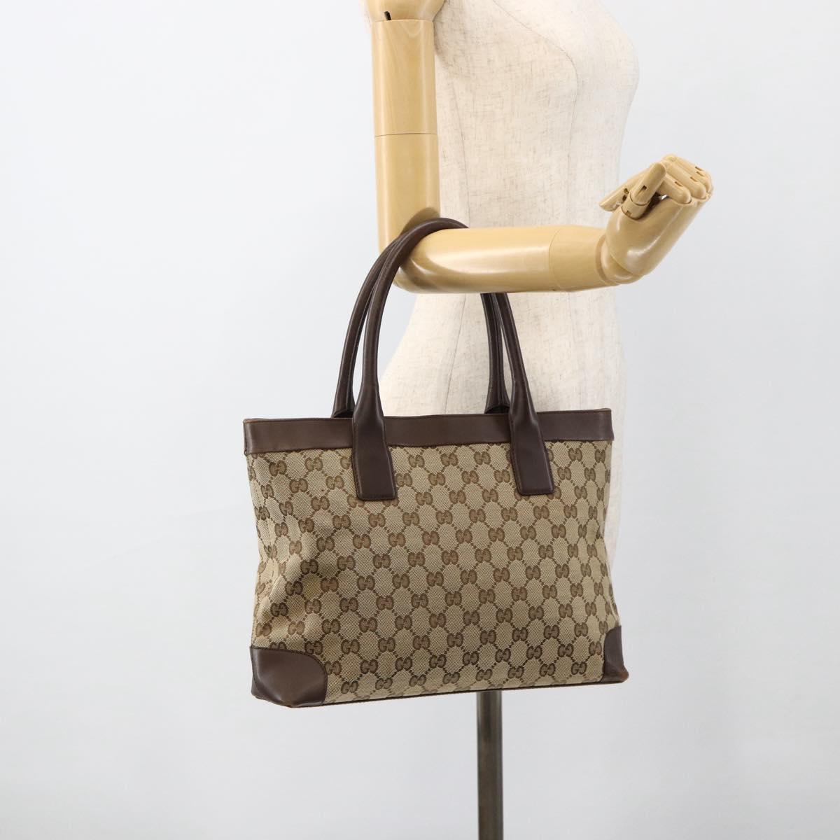 GUCCI GG Canvas Hand Bag Beige Gold 002 1119 Auth ka3702