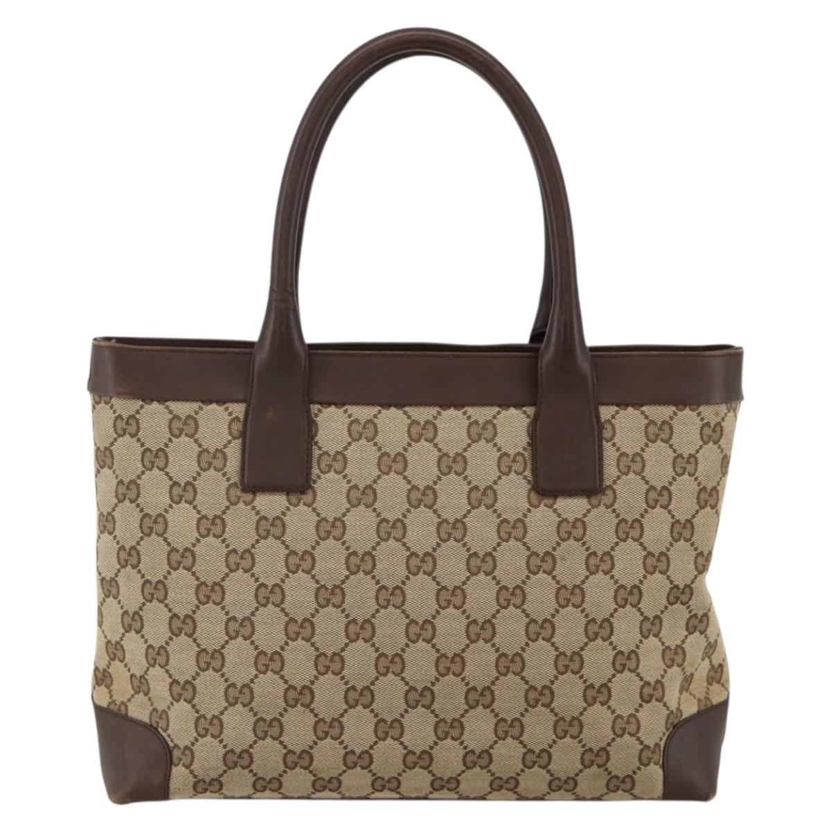 GUCCI GG Canvas Hand Bag Beige Gold 002 1119 Auth ka3702