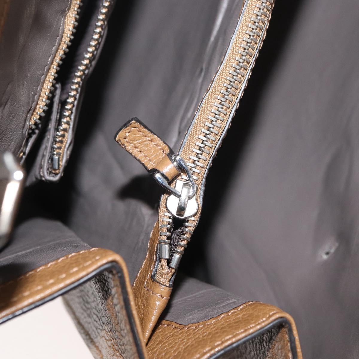 GUCCI Zumi Hand Bag Leather 2way Brown Silver 564714 Auth ka3735