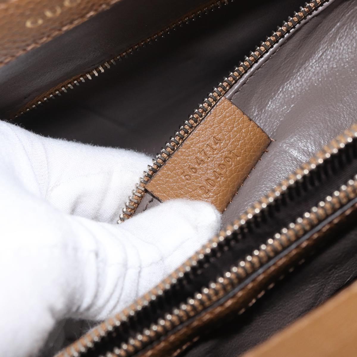 GUCCI Zumi Hand Bag Leather 2way Brown Silver 564714 Auth ka3735