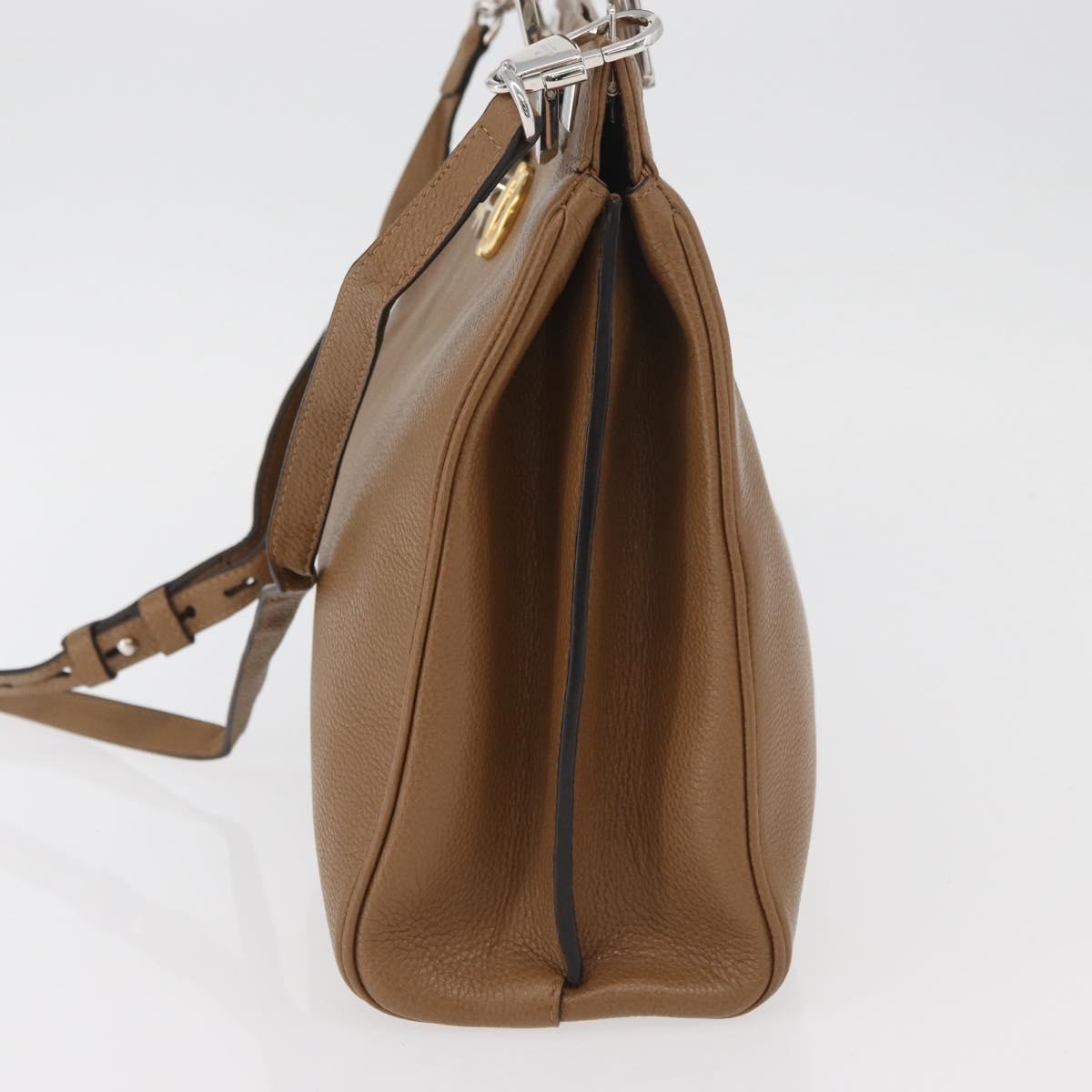 GUCCI Zumi Hand Bag Leather 2way Brown Silver 564714 Auth ka3735