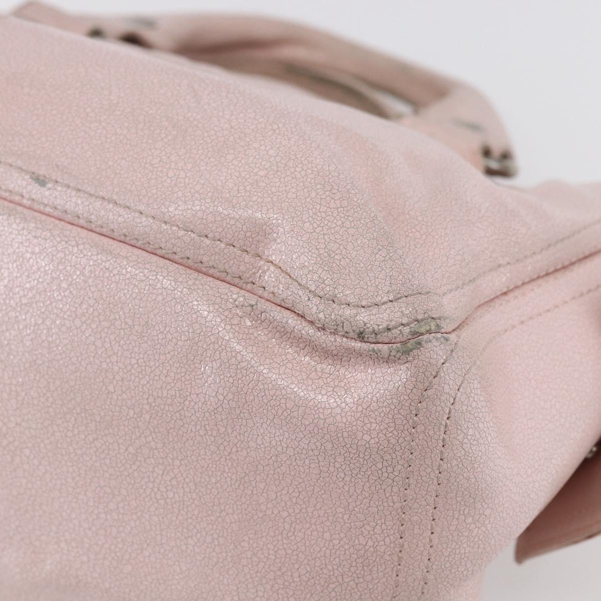 CELINE Boogie bag Hand Bag Leather Pink Silver Auth ka374