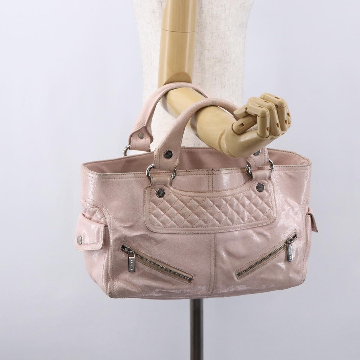 CELINE Boogie bag Hand Bag Leather Pink Silver Auth ka374