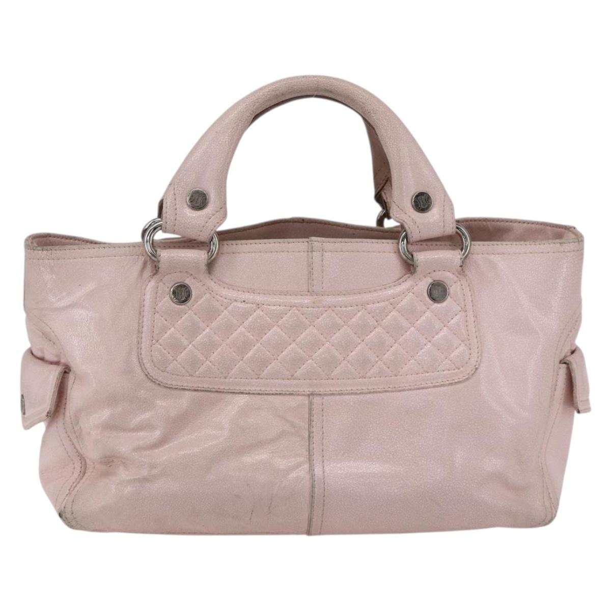 CELINE Boogie bag Hand Bag Leather Pink Silver Auth ka374