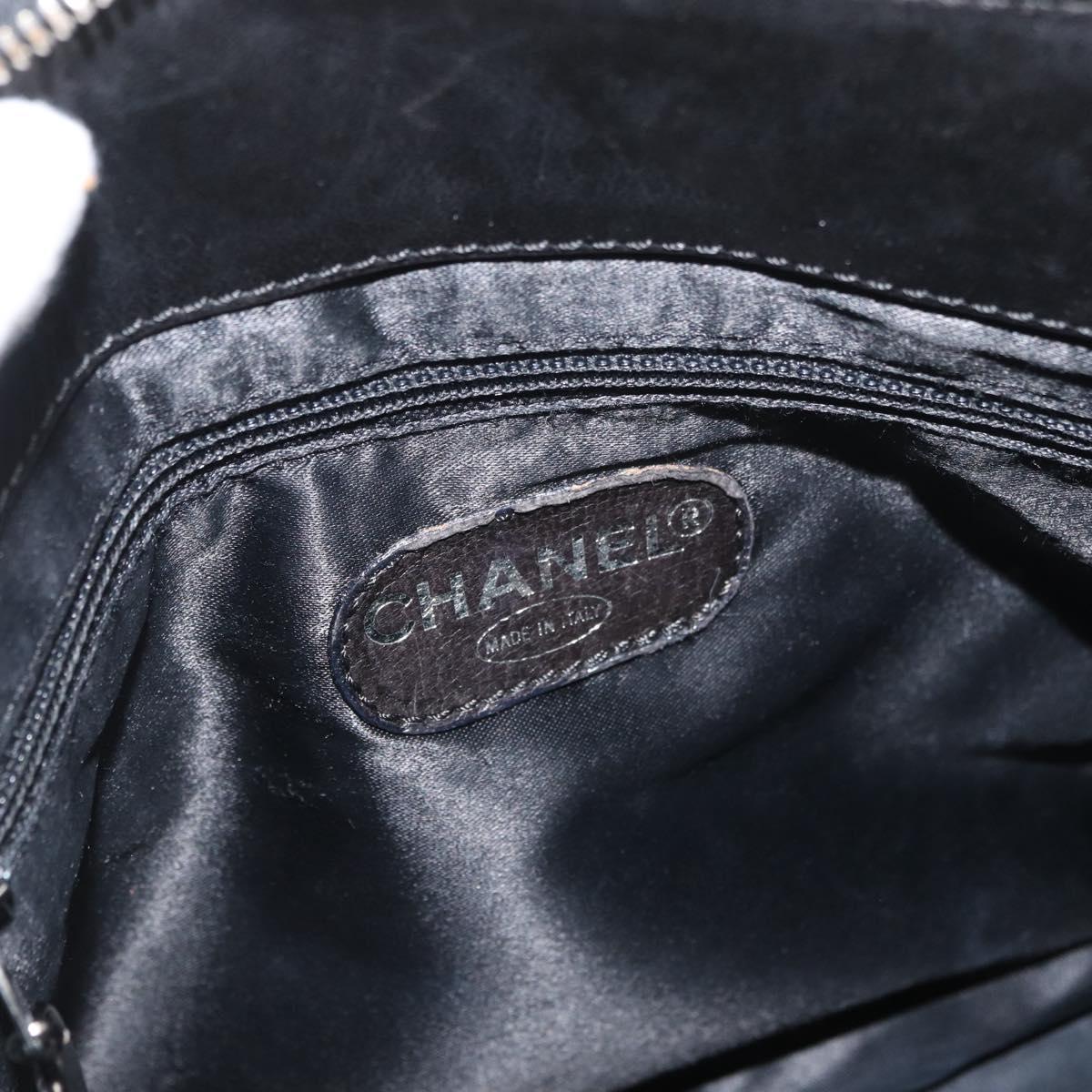 CHANEL Chain Shoulder Bag Patent leather Black Silver CC Auth ka3740
