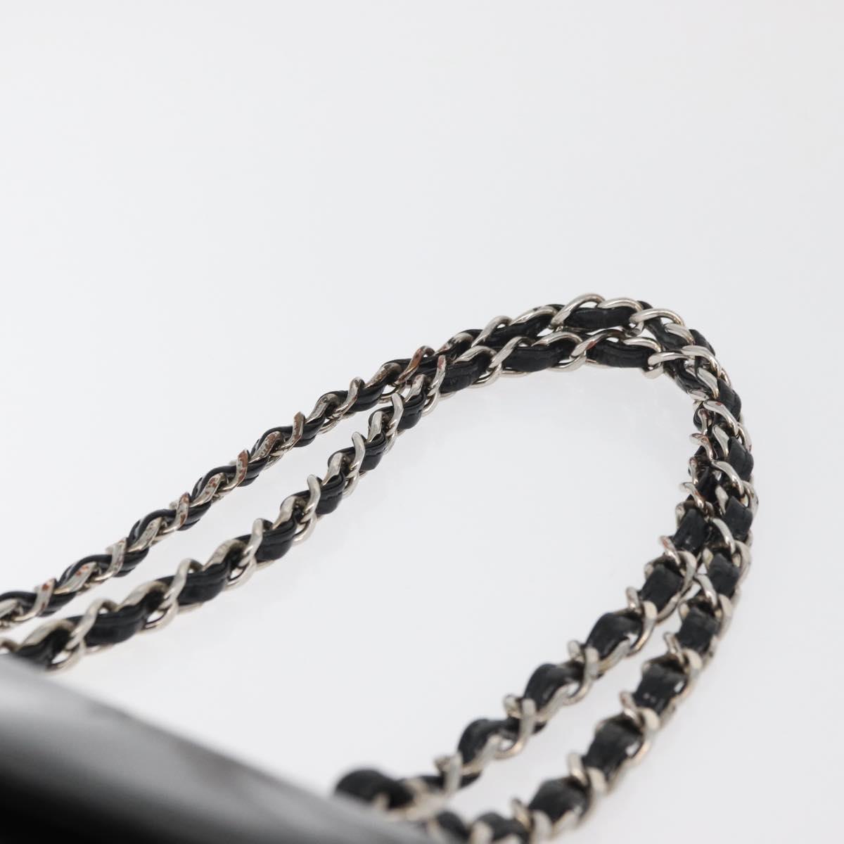 CHANEL Chain Shoulder Bag Patent leather Black Silver CC Auth ka3740