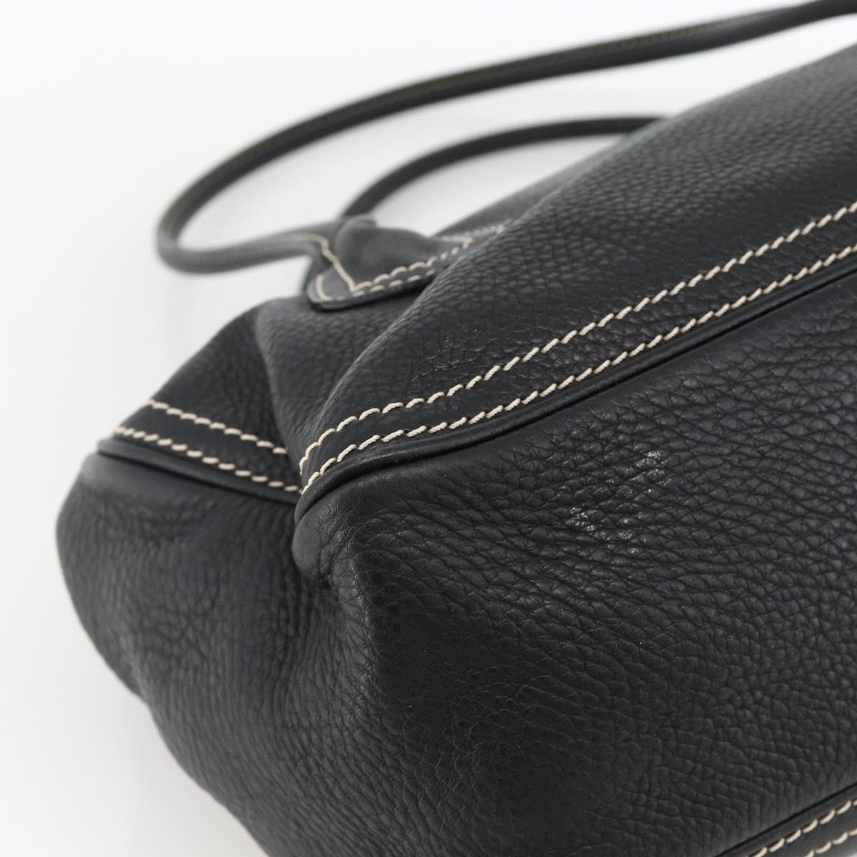 CELINE Hand Bag Leather Black Gold Auth ka3758