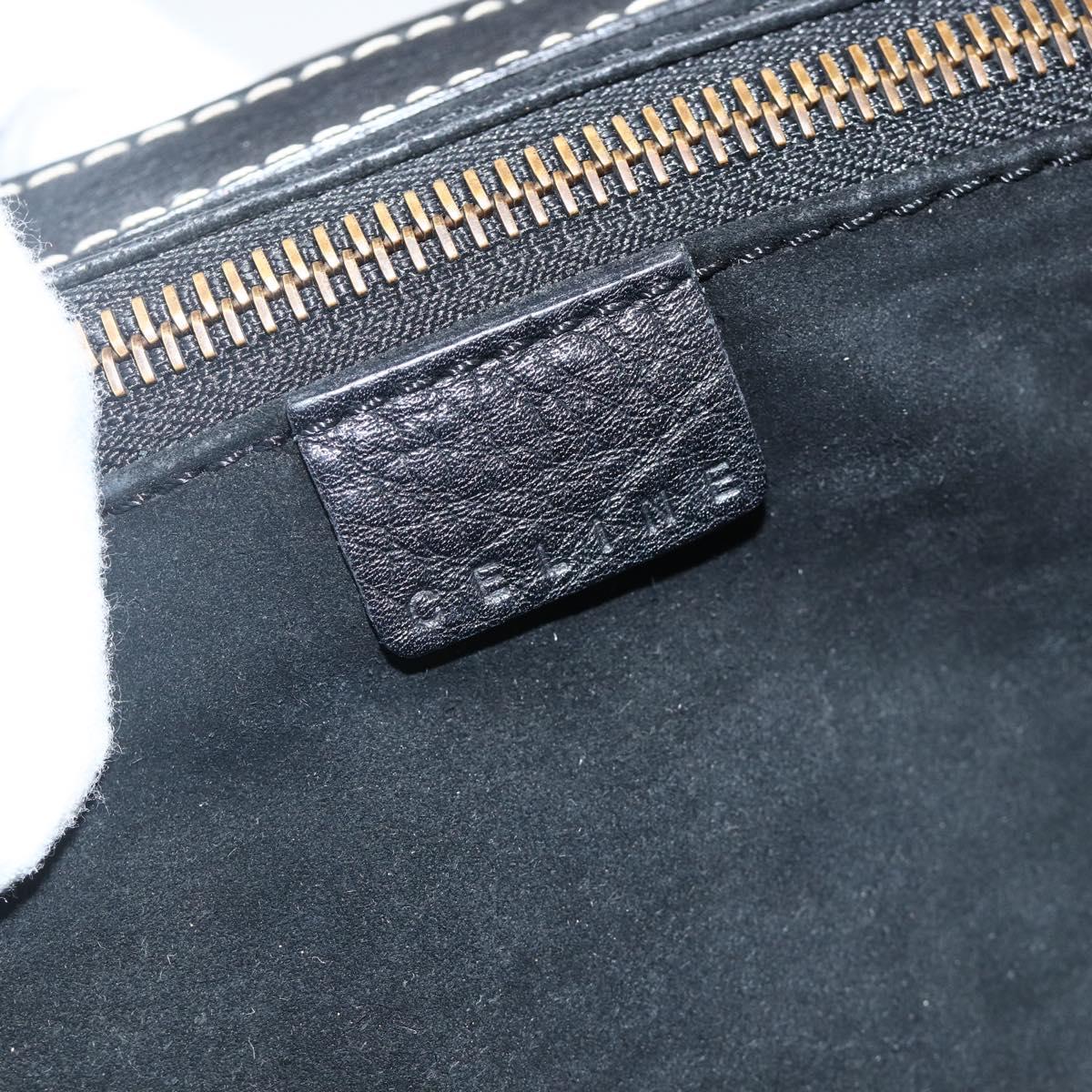 CELINE Hand Bag Leather Black Gold Auth ka3758