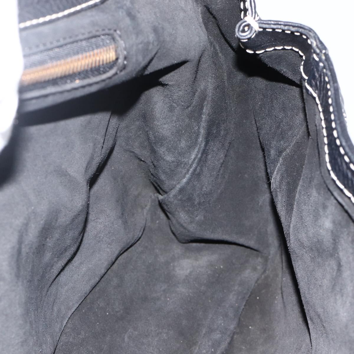 CELINE Hand Bag Leather Black Gold Auth ka3758