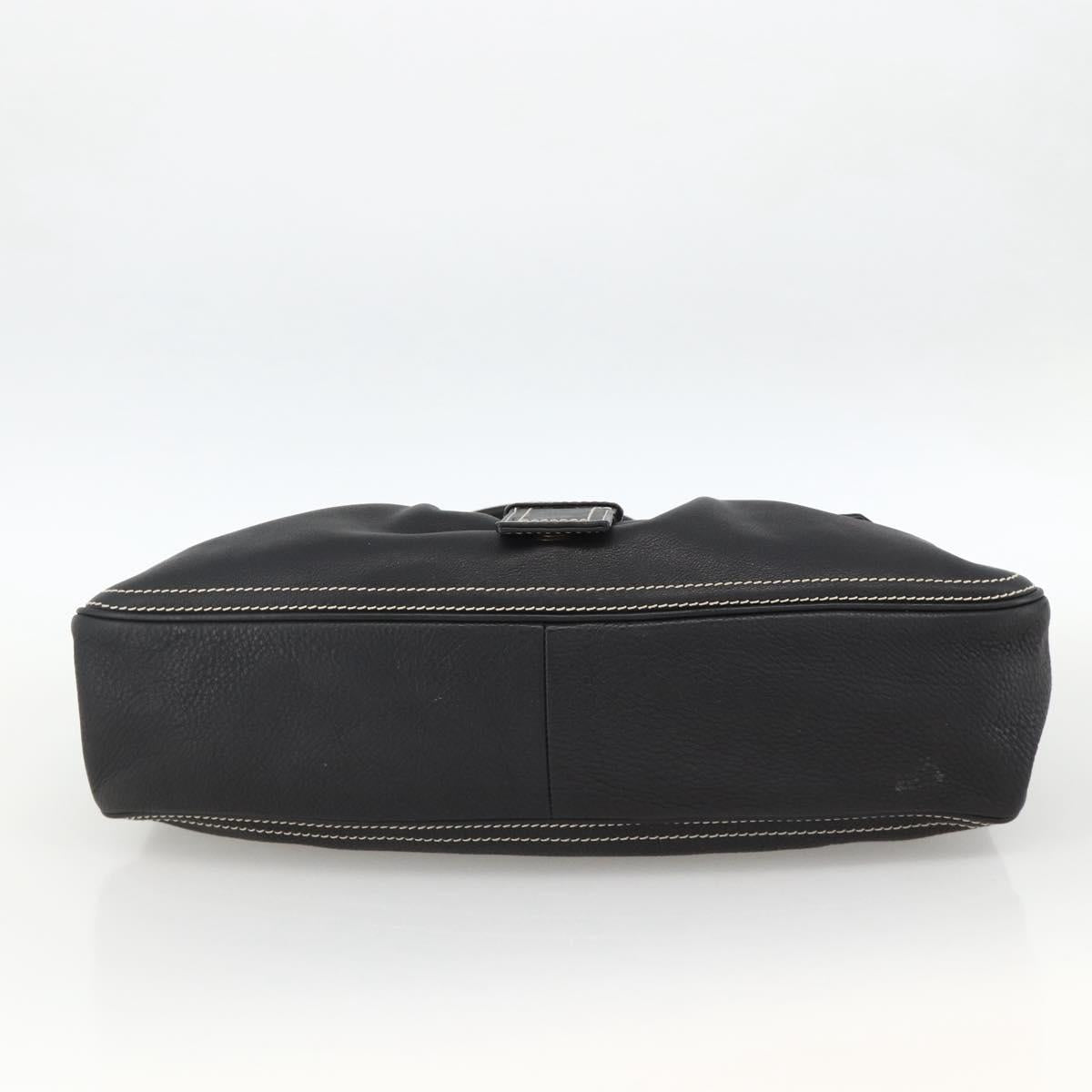 CELINE Hand Bag Leather Black Gold Auth ka3758