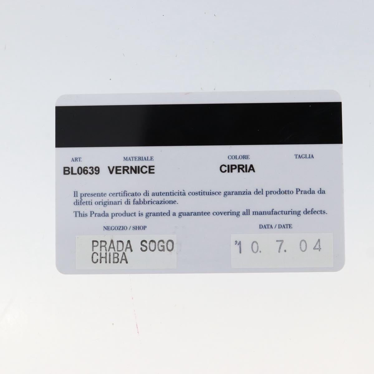 PRADA Hand Bag Patent leather Yellow Gold Auth ka377