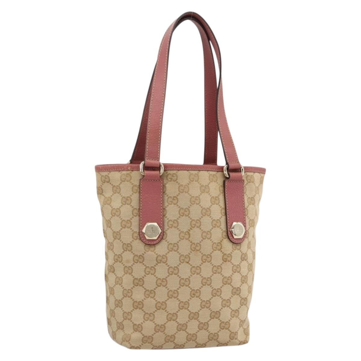GUCCI GG Canvas Tote Bag Beige Gold 153361 Auth ka3773