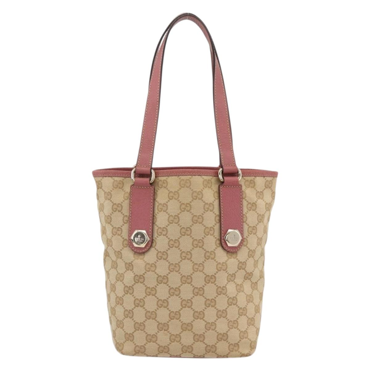 GUCCI GG Canvas Tote Bag Beige Gold 153361 Auth ka3773