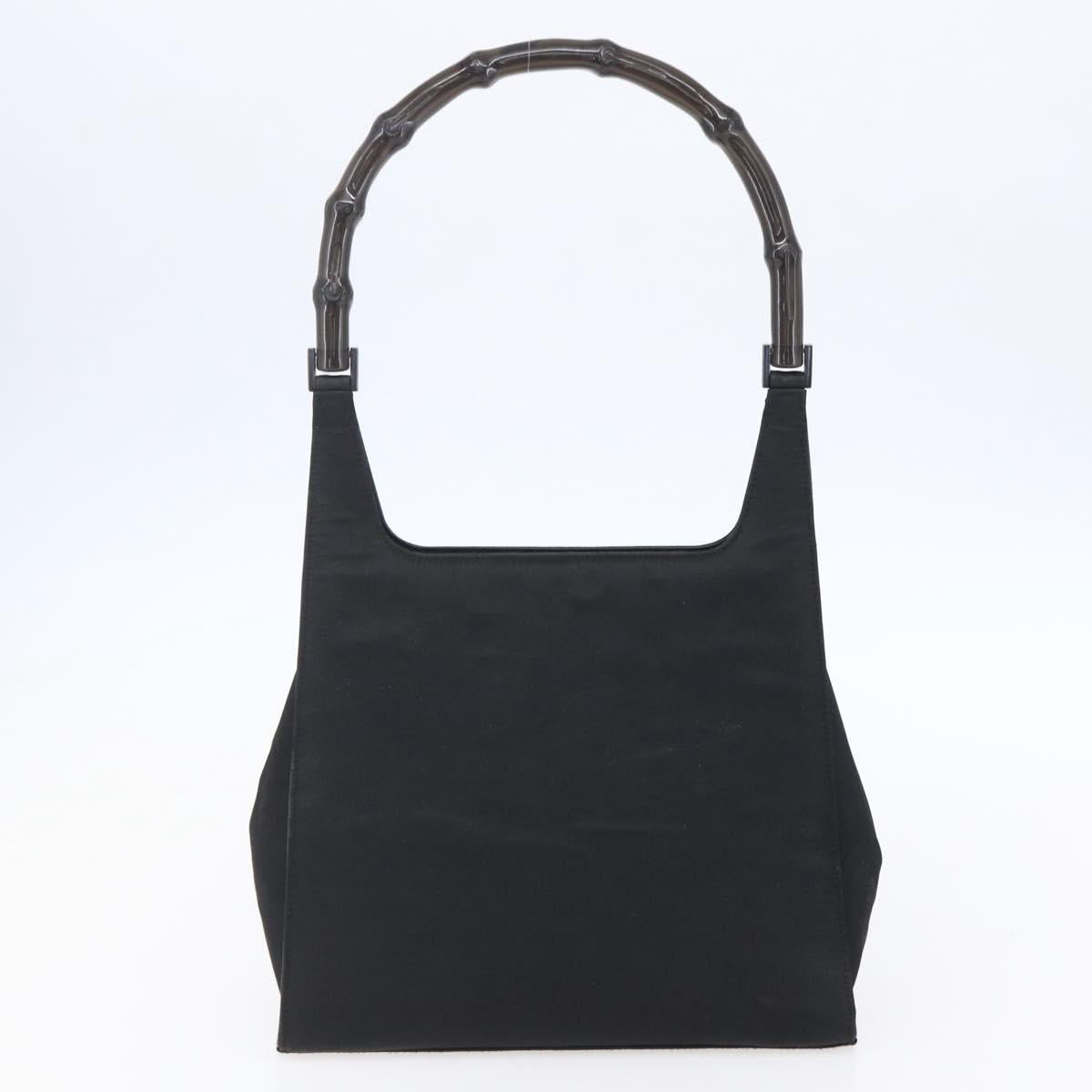 GUCCI GG Supreme Bamboo Shoulder Bag PVC Nylon 3 Set Beige Black Auth ka378