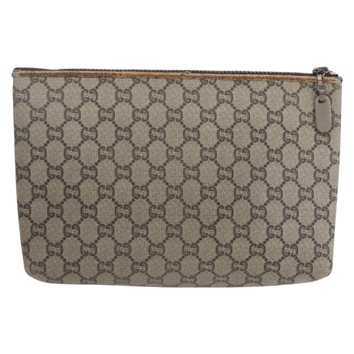 GUCCI GG Supreme Bamboo Shoulder Bag PVC Nylon 3 Set Beige Black Auth ka378