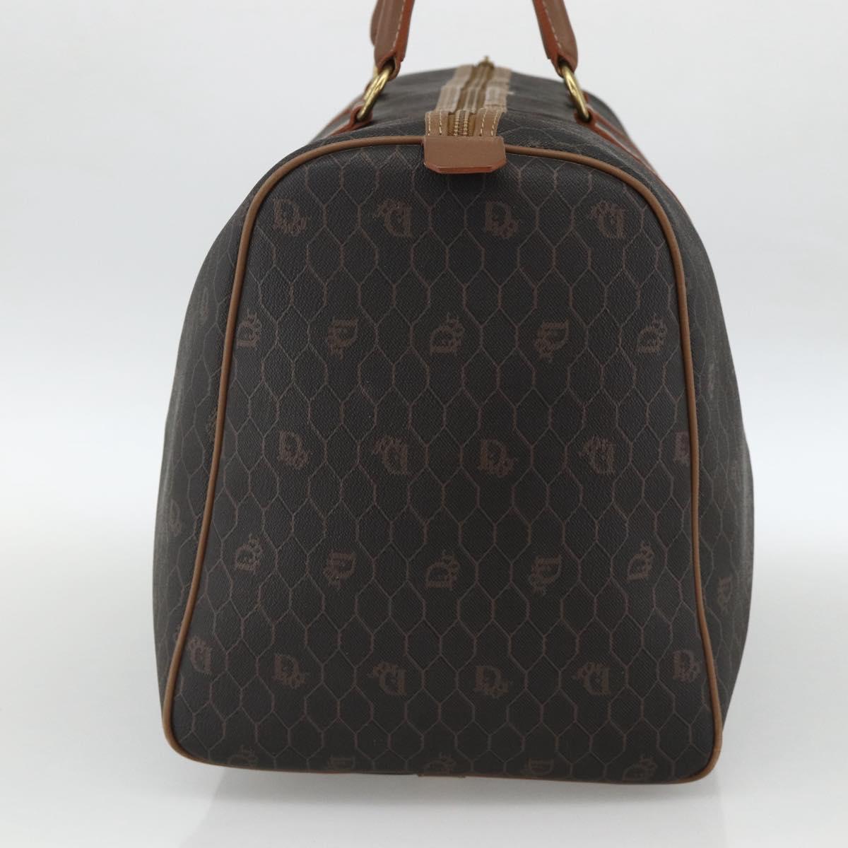 Christian Dior Honeycomb Canvas Boston Bag PVC Black Gold Auth ka3782A
