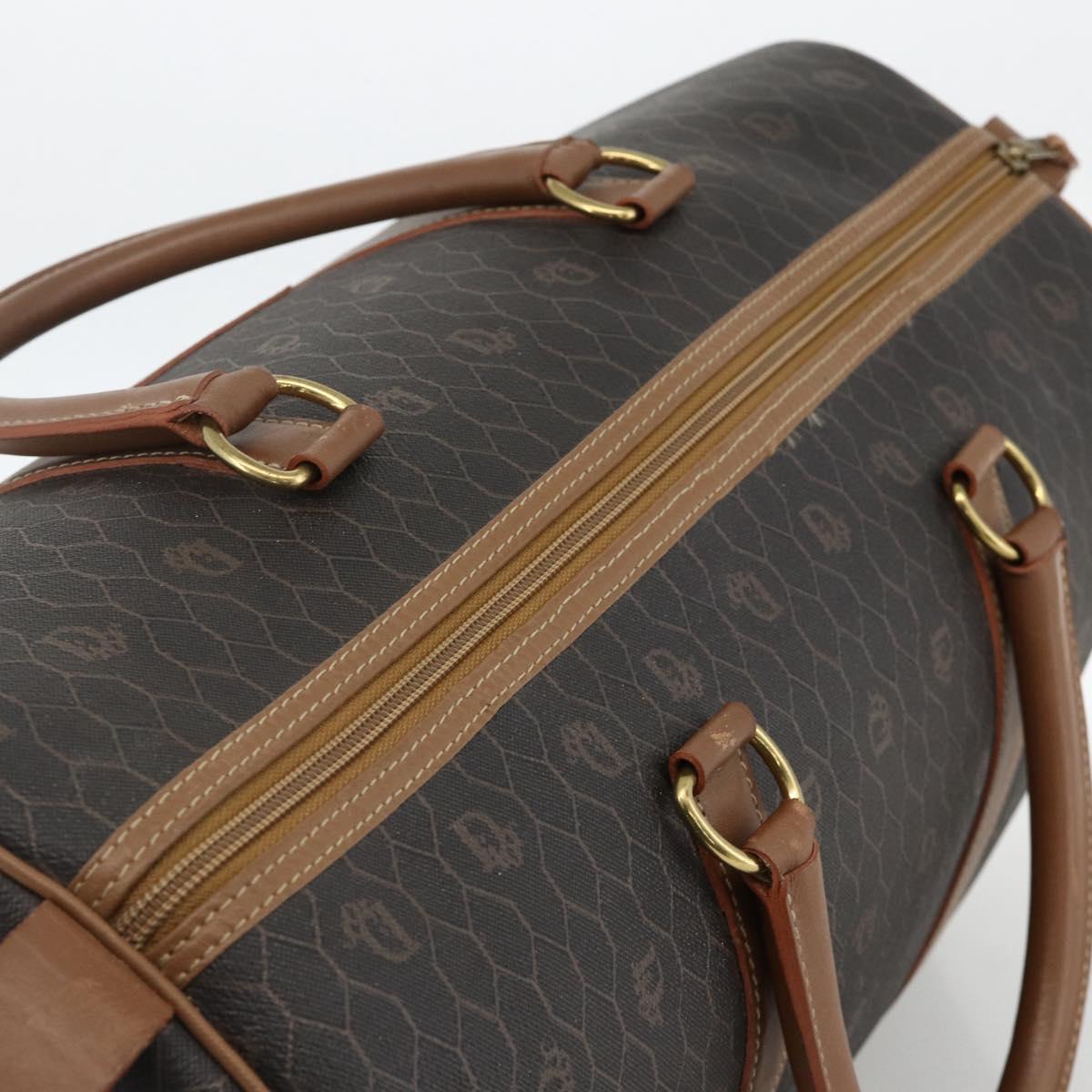 Christian Dior Honeycomb Canvas Boston Bag PVC Black Gold Auth ka3782A