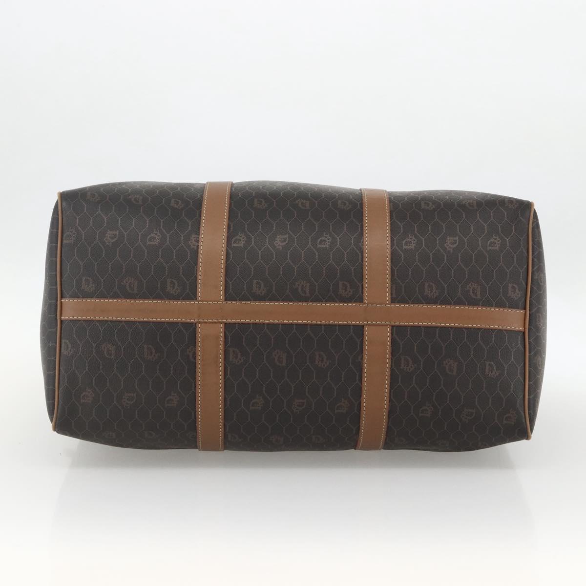 Christian Dior Honeycomb Canvas Boston Bag PVC Black Gold Auth ka3782A