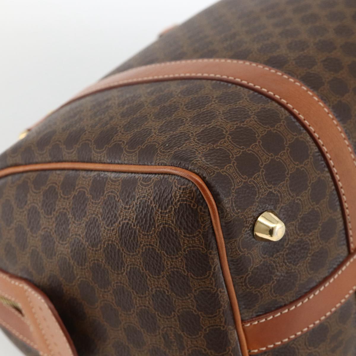 CELINE Macadam Canvas Hand Bag PVC Leather Brown Gold Auth ka3794