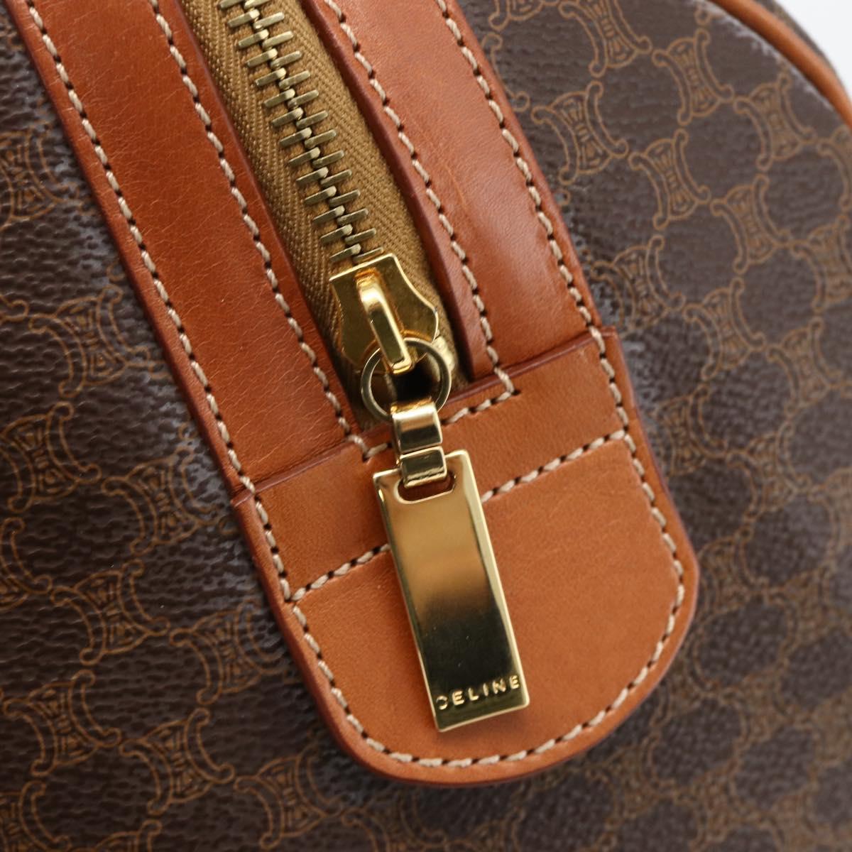 CELINE Macadam Canvas Hand Bag PVC Leather Brown Gold Auth ka3794