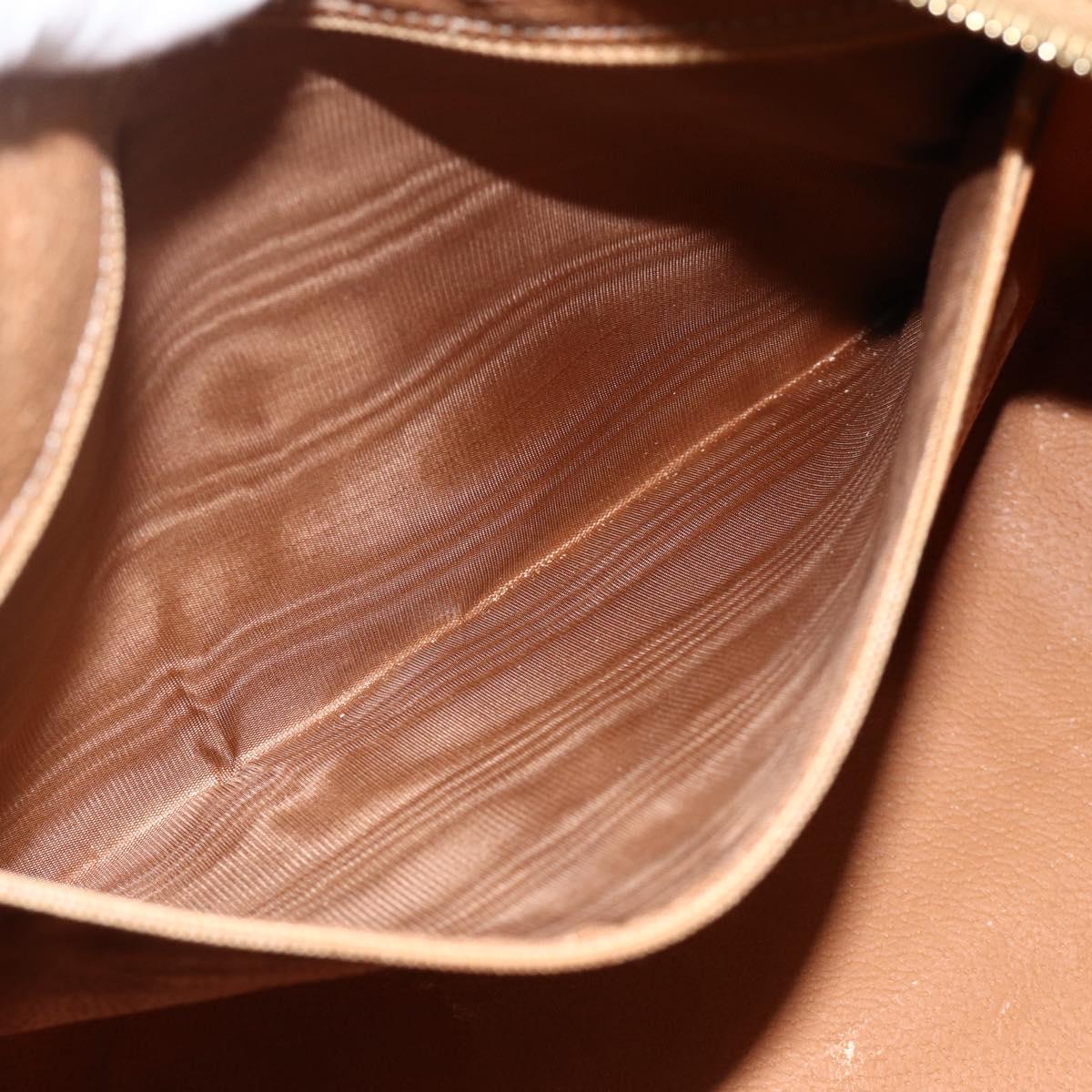 CELINE Macadam Canvas Hand Bag PVC Leather Brown Gold Auth ka3794