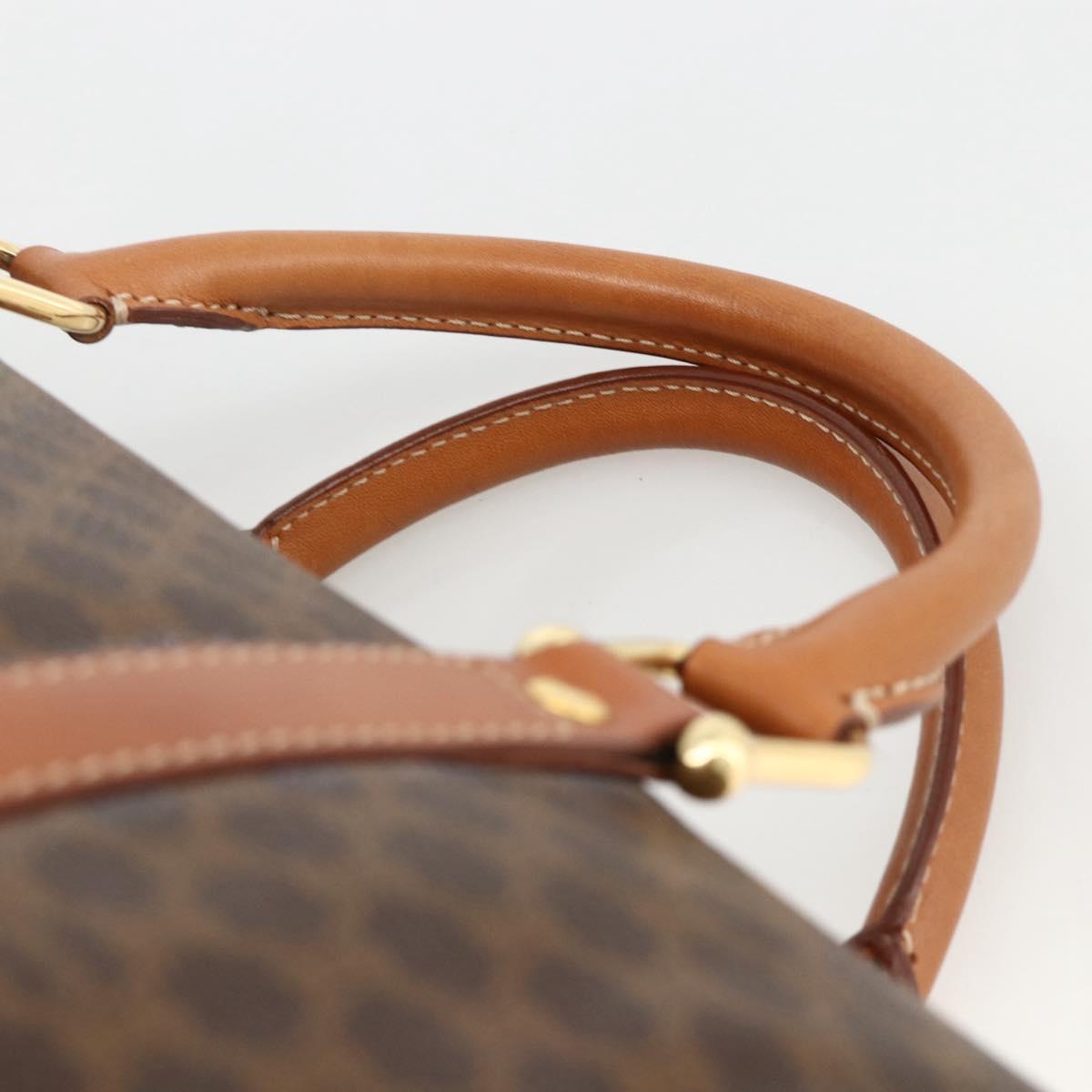 CELINE Macadam Canvas Hand Bag PVC Leather Brown Gold Auth ka3794