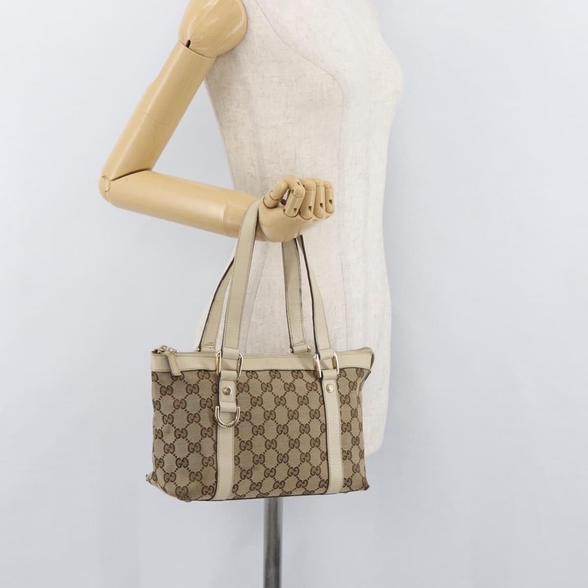 GUCCI Abbey GG Canvas Hand Bag Beige Gold 141471 Auth ka3796