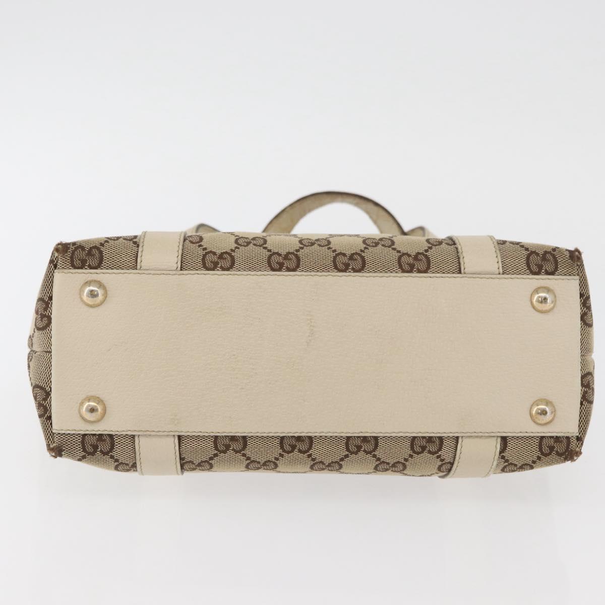 GUCCI Abbey GG Canvas Hand Bag Beige Gold 141471 Auth ka3796