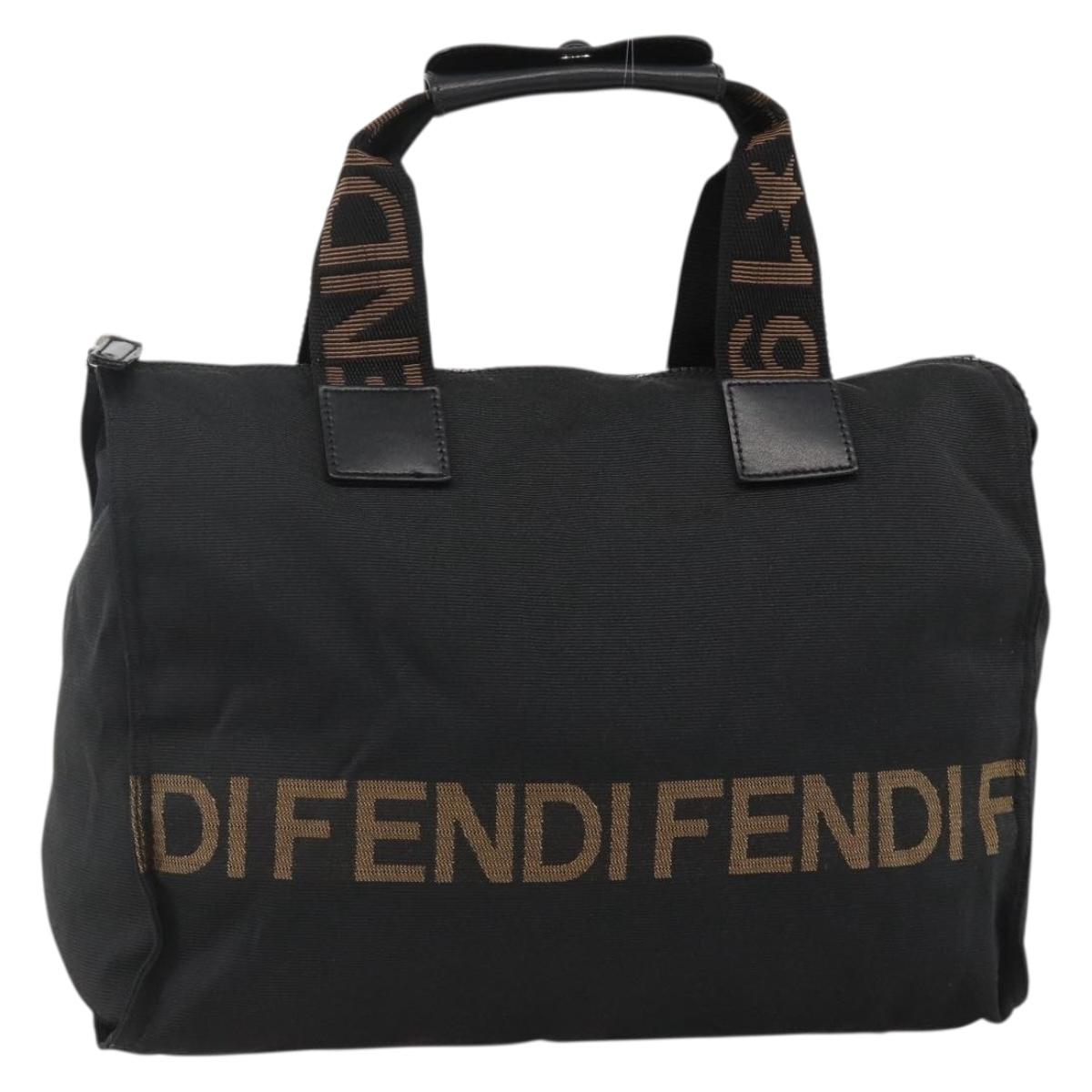 FENDI Hand Bag Nylon Black Silver Auth ka3823A