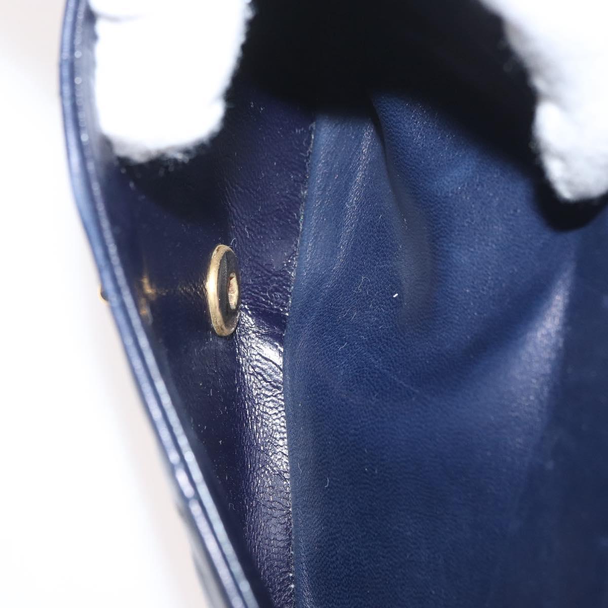 CHANEL Matelasse 25 Double Flap Chain Bag Lamb Skin Navy Gold CC Auth ka3835V