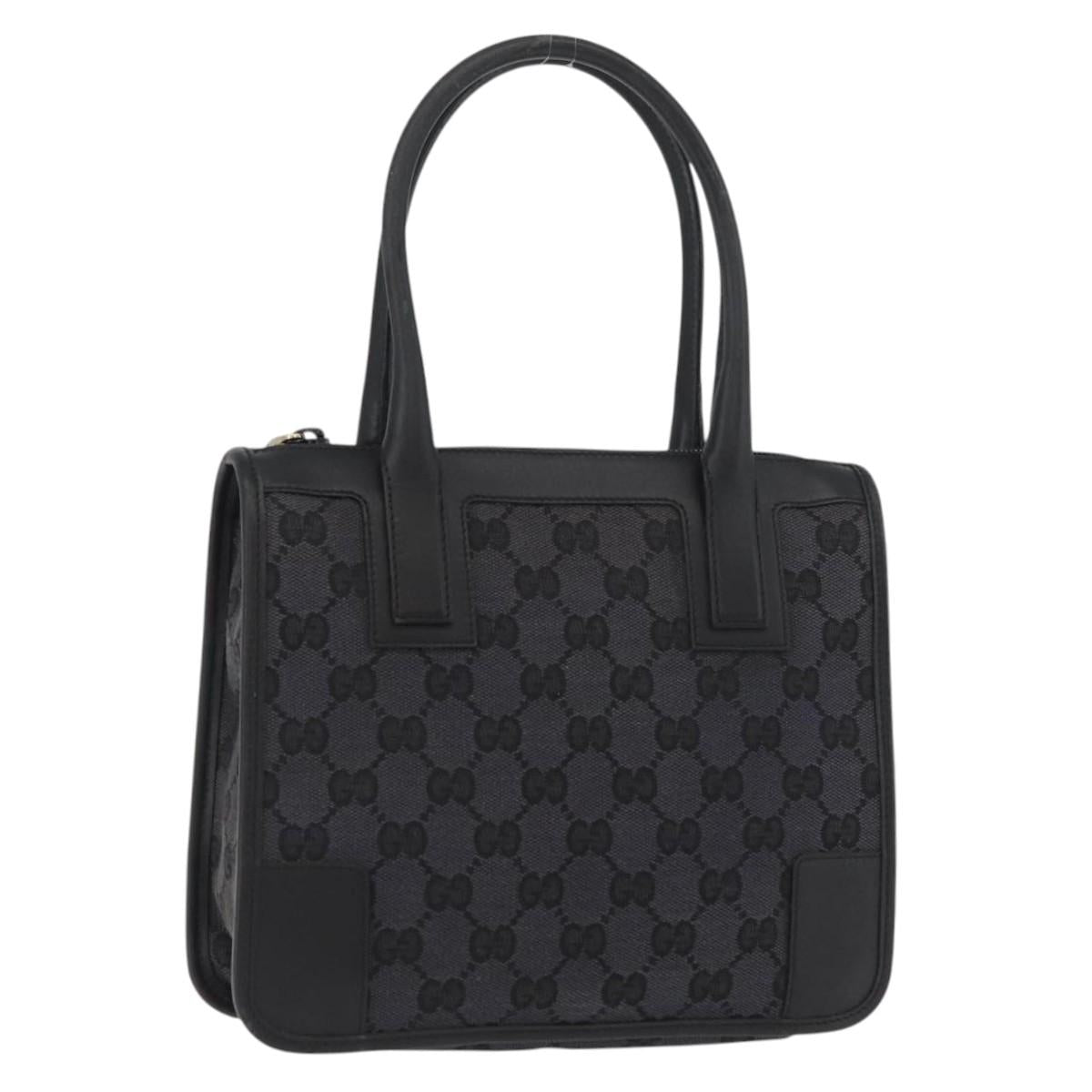 GUCCI GG Canvas Hand Bag Black Gold 000 0856 Auth ka3836A