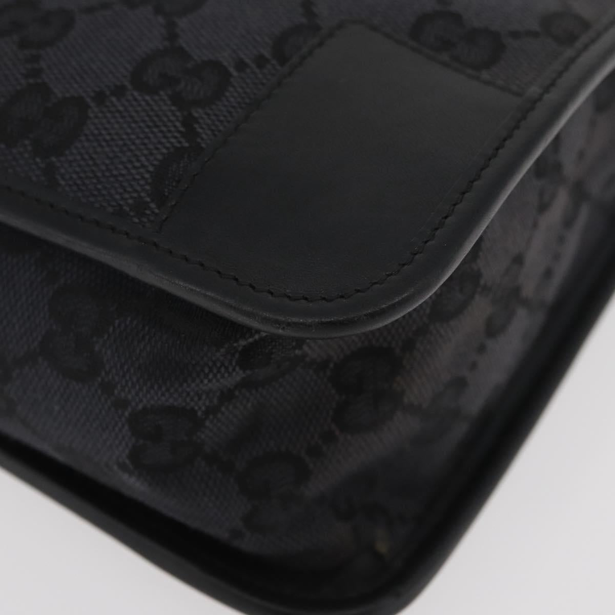 GUCCI GG Canvas Hand Bag Black Gold 000 0856 Auth ka3836A