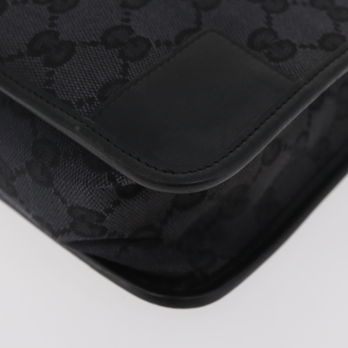 GUCCI GG Canvas Hand Bag Black Gold 000 0856 Auth ka3836A