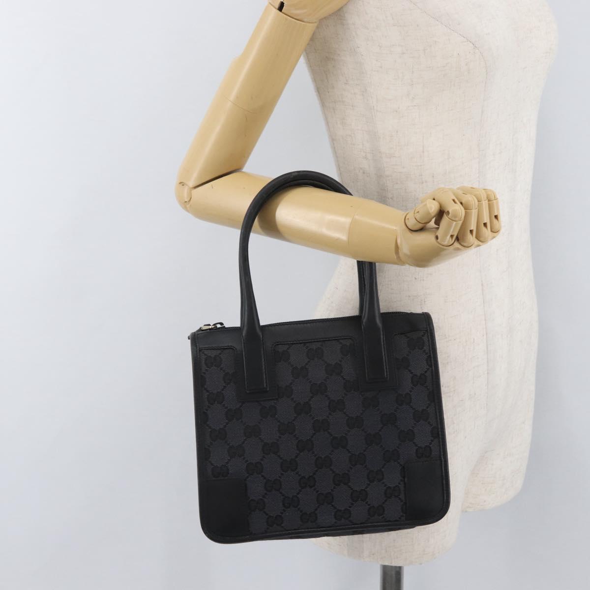 GUCCI GG Canvas Hand Bag Black Gold 000 0856 Auth ka3836A