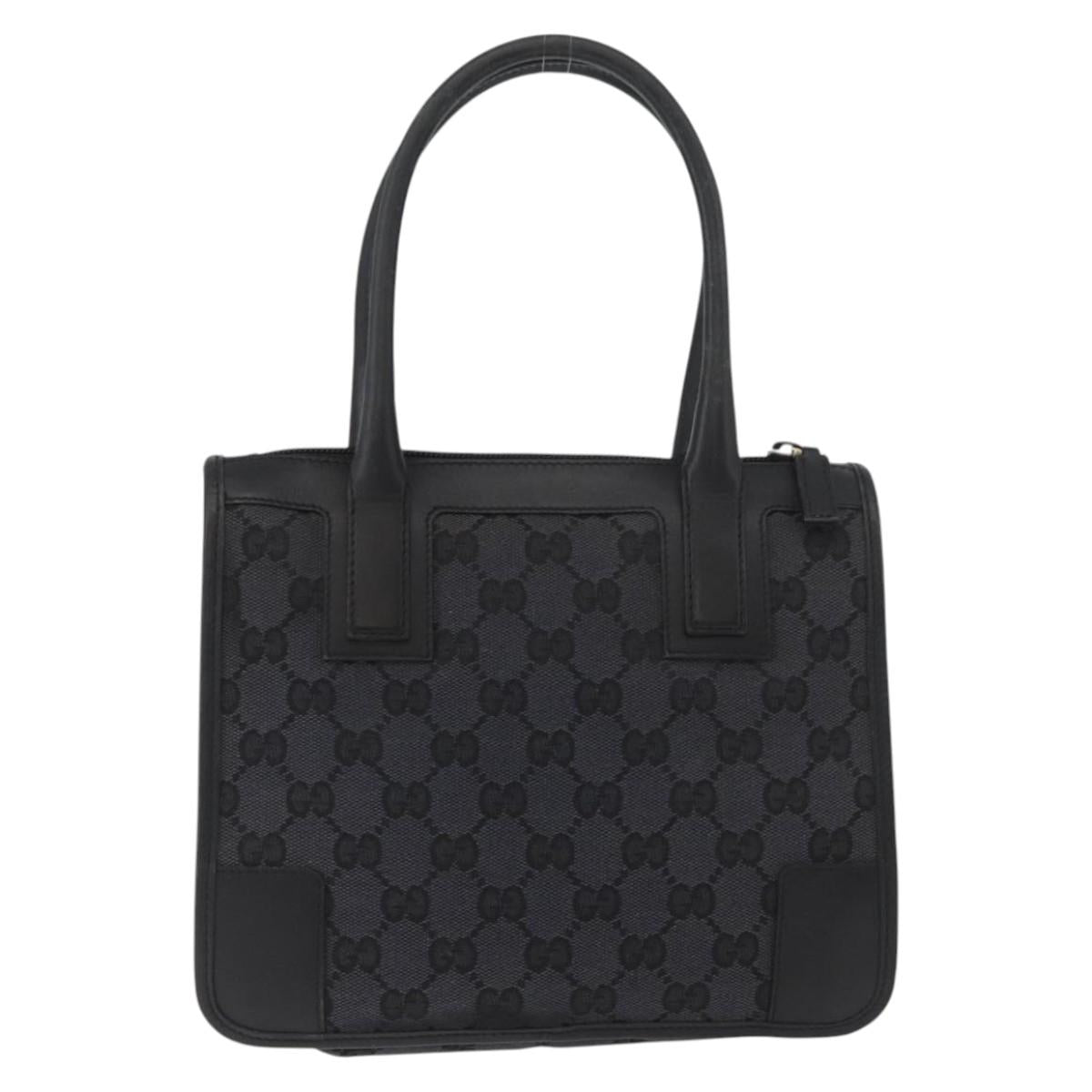 GUCCI GG Canvas Hand Bag Black Gold 000 0856 Auth ka3836A