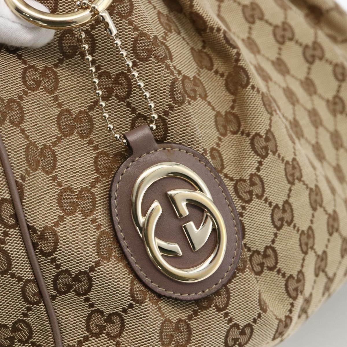 GUCCI GG Canvas Sukey Hand Bag Beige Gold 211944 Auth ka3843A