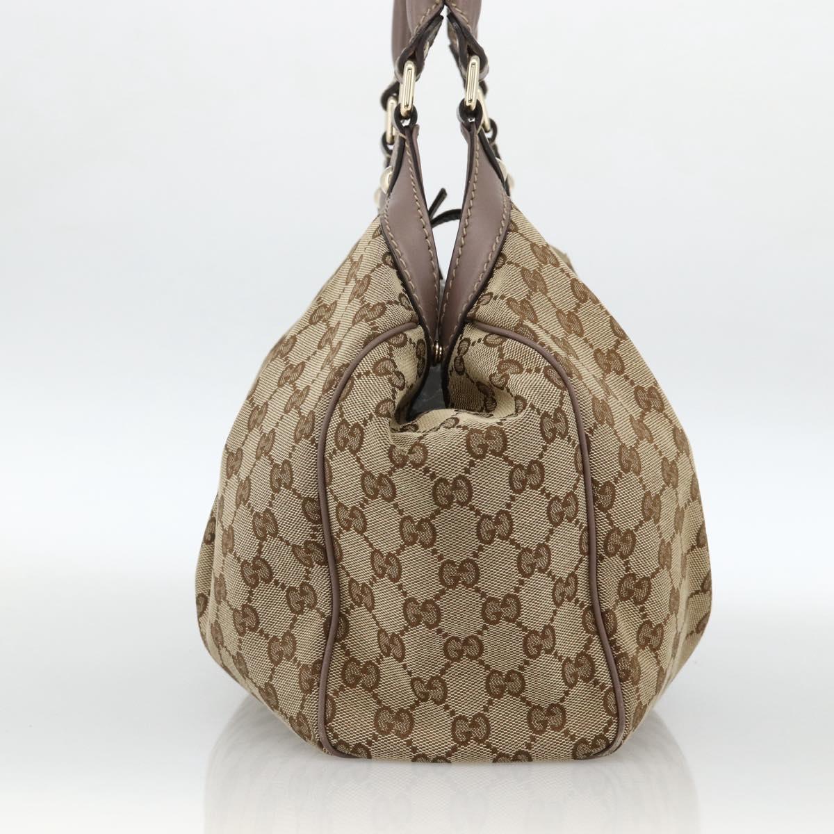 GUCCI GG Canvas Sukey Hand Bag Beige Gold 211944 Auth ka3843A
