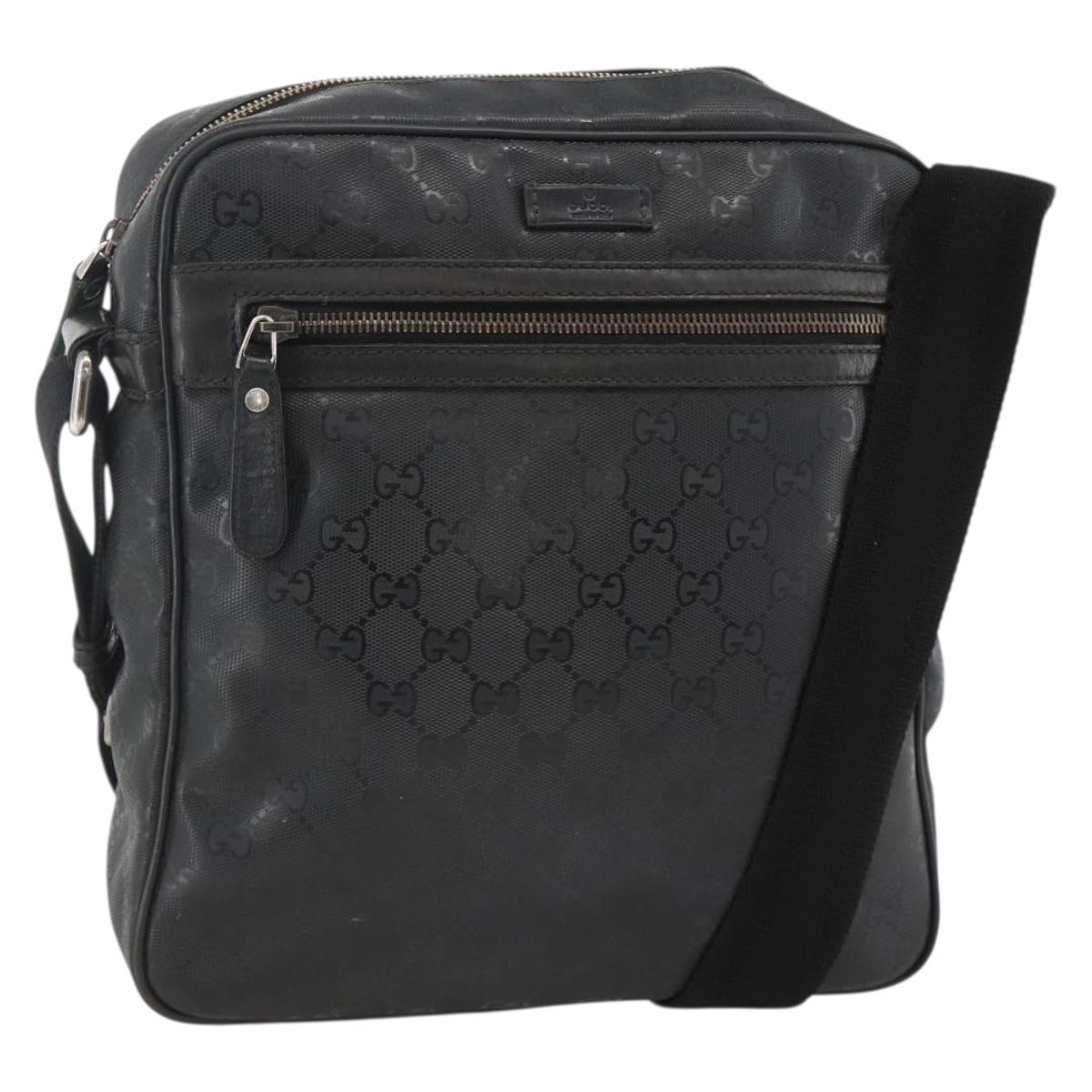 GUCCI GG Implementation Shoulder Bag PVC Black Silver 201448 Auth ka3847