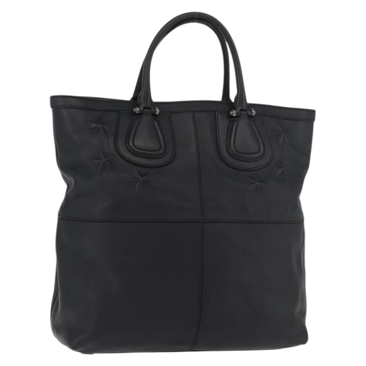 GIVENCHY Hand Bag Leather Black Silver Auth ka3852A