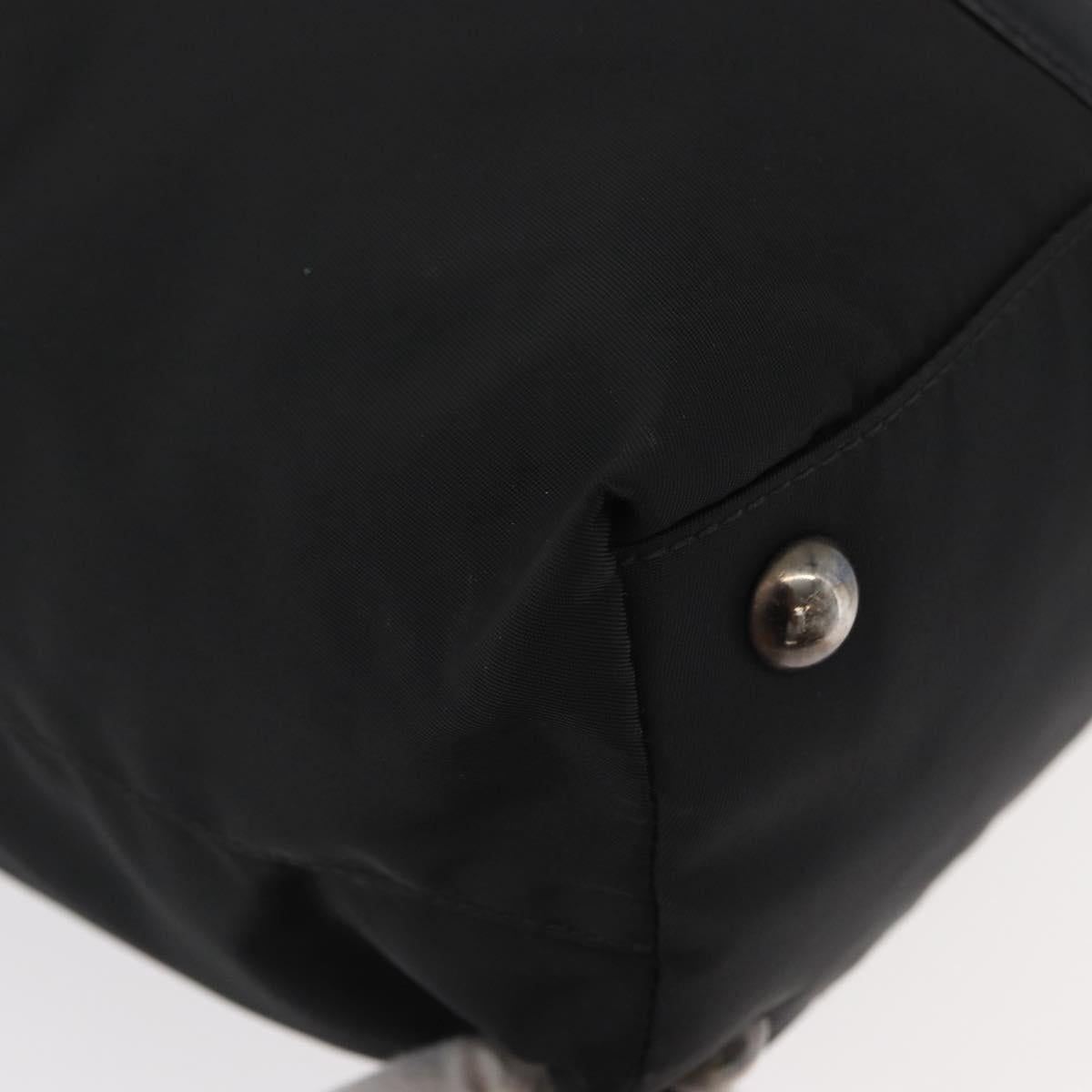 PRADA Hand Bag Nylon Leather 2way Black Silver Auth ka3854